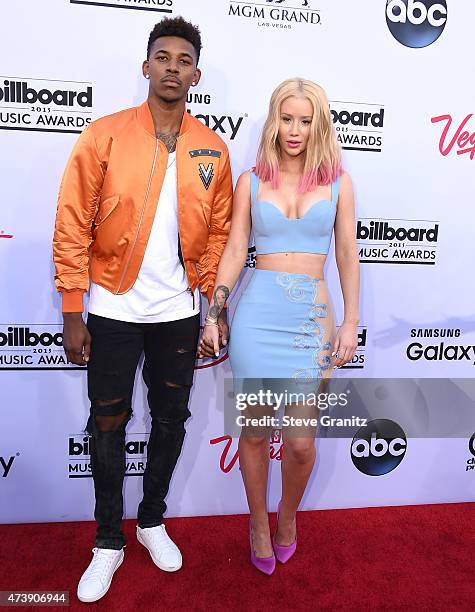 Iggy Azalea, Nick and Young arrives at the 2015 Billboard Music Awards at MGM Garden Arena on May 17, 2015 in Las Vegas, Nevada.