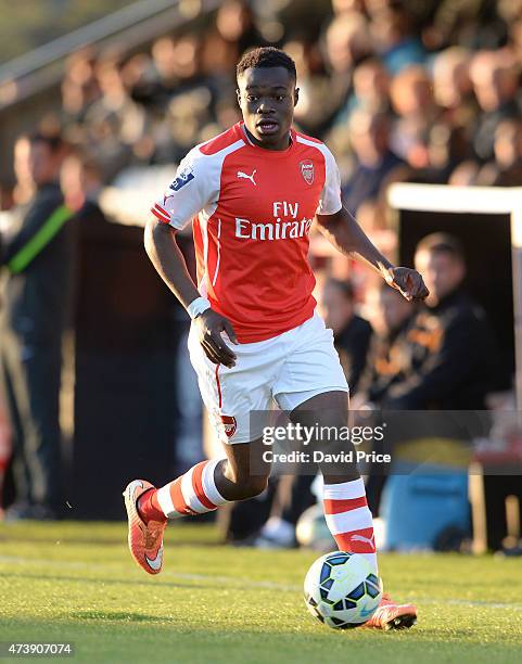 Marc Bola of Arsenal during the match between Arsenal U21s and Wolverhampton Wanderers U21s at Meadow Park on May 18, 2015 in Borehamwood, England.