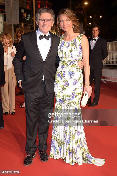 Gabriel Byrne and Hannah Beth King leave the "Louder Than Bombs" Premiere during the 68th annual Cannes Film Festival on May 18, 2015 in Cannes,...