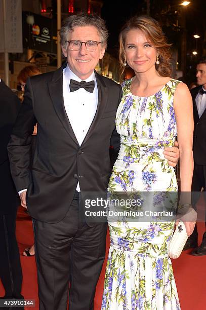 Gabriel Byrne and Hannah Beth King leave the "Louder Than Bombs" Premiere during the 68th annual Cannes Film Festival on May 18, 2015 in Cannes,...