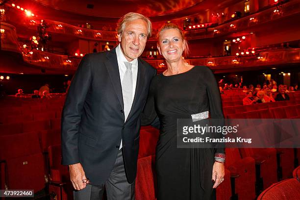 Christoph Gottschalk and his sister Raphaela Gottschalk attend 'Herbstblond - Gottschalks grosse Geburtstagsparty' TV Show on May 18, 2015 in Berlin,...