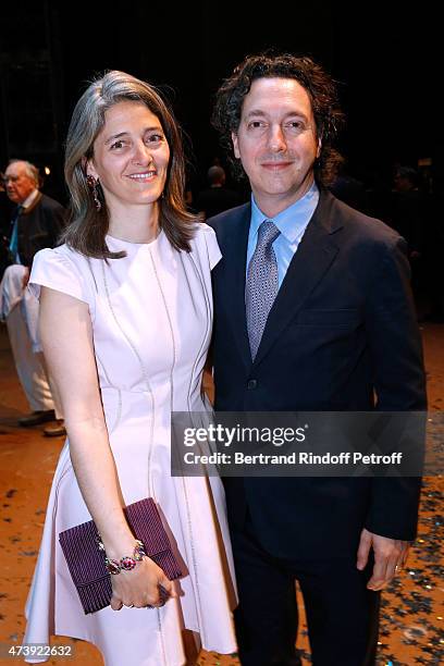 Actor Guillaumre Gallienne and his wife Amandine Gallienne attend Star Dancer Aurelie Dupont says goodbye to the Paris Opera performing in...