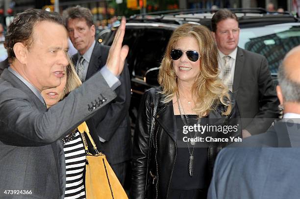 Tom Hanks and Rita Wilson visit "Late Show With David Letterman" at Ed Sullivan Theater on May 18, 2015 in New York City.