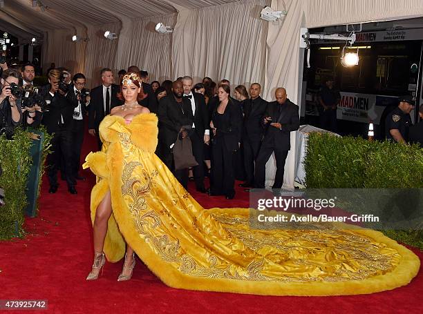 Recording artist Rihanna attends the 'China: Through The Looking Glass' Costume Institute Benefit Gala at the Metropolitan Museum of Art on May 4,...