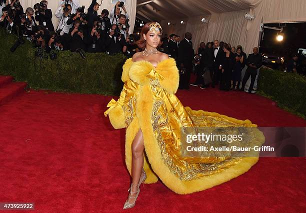 Recording artist Rihanna attends the 'China: Through The Looking Glass' Costume Institute Benefit Gala at the Metropolitan Museum of Art on May 4,...