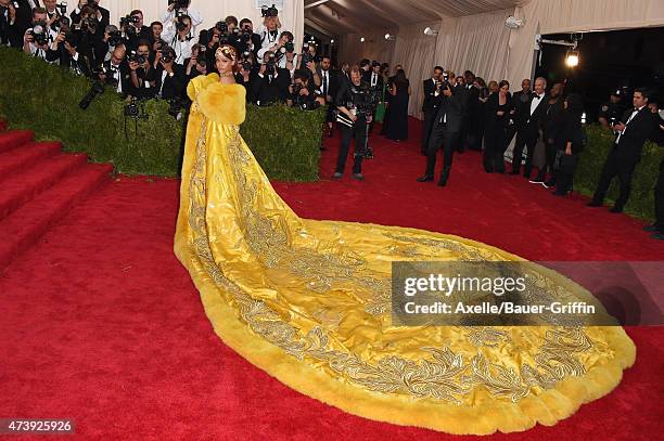 Recording artist Rihanna attends the 'China: Through The Looking Glass' Costume Institute Benefit Gala at the Metropolitan Museum of Art on May 4,...