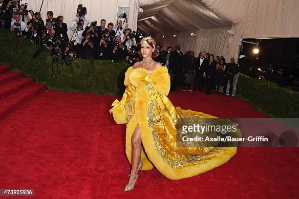 Recording artist Rihanna attends the 'China: Through The Looking Glass' Costume Institute Benefit Gala at the Metropolitan Museum of Art on May 4,...