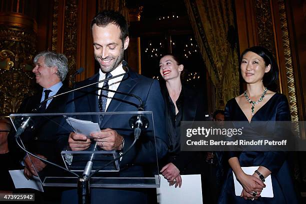 Director of the National Opera Stephane Lissner, Paris National Opera dance director Benjamin Millepied, Star Dancer Aurelie Dupont and French...