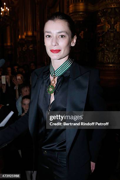 Star Dancer Aurelie Dupont receives the medal of Commander of Arts and Letters after she said goodbye to the Paris Opera performing in "L'histoire de...