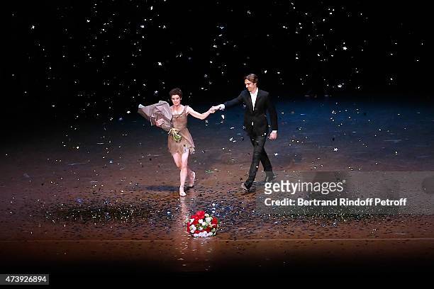 Star Dancer Aurelie Dupont says goodbye to the Paris Opera performing in "L'histoire de Manon" at Opera Garnier on May 18, 2015 in Paris, France.