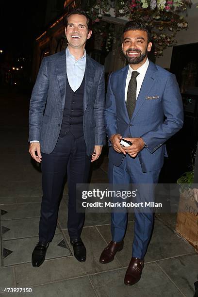 Jimmy Carr leaving Scotts restaurant on May 18, 2015 in London, England.