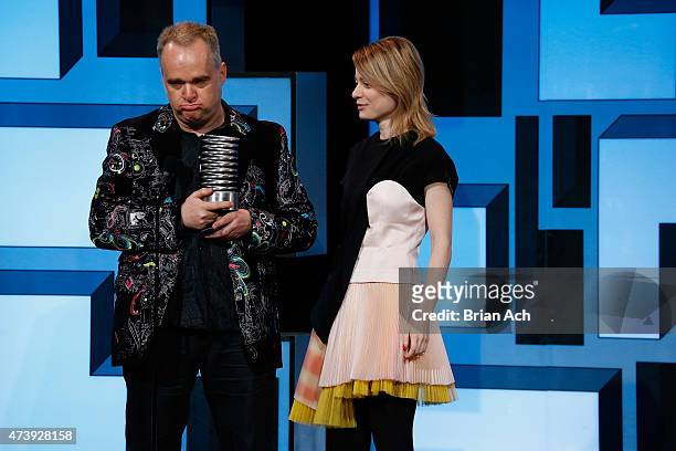 Martin Percy and Svetlana Dragayeva accept an award for Mobile Sites & Apps at the 19th Annual Webby Awards on May 18, 2015 in New York City.