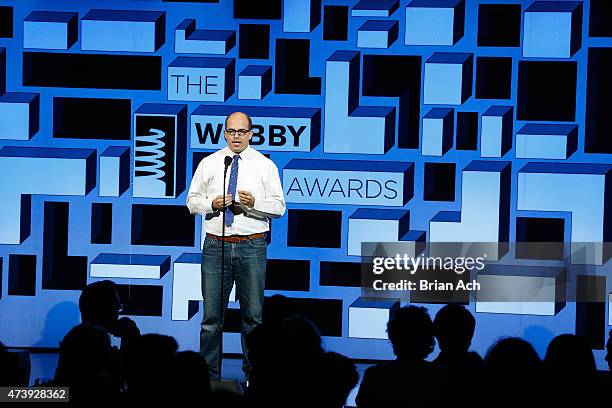 Journalist Brian Stelter appears on stage during the 19th Annual Webby Awards on May 18, 2015 in New York City.