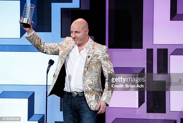 Matt Barrie of Freelancer accepts an award for Websites during the 19th Annual Webby Awards on May 18, 2015 in New York City.