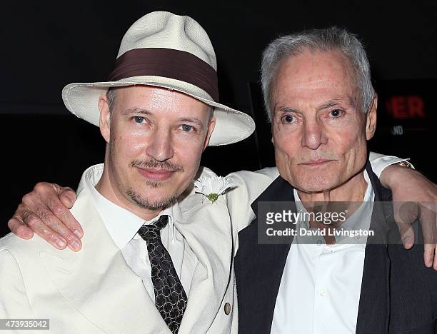 Director Tom Six and actor Dieter Laser attend the premiere of IFC Midnight's "The Human Centepede 3 at the TCL Chinese 6 Theatres on May 18, 2015 in...