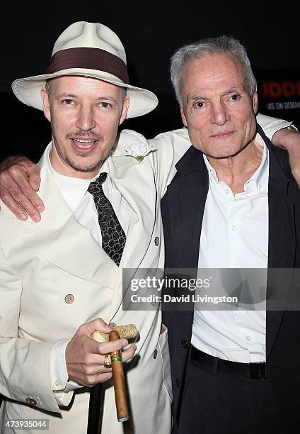 Director Tom Six and actor Dieter Laser attend the premiere of IFC Midnight's "The Human Centepede 3 at the TCL Chinese 6 Theatres on May 18, 2015 in...