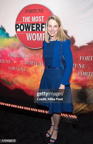 President and CEO of Yahoo Marissa Mayer attends Fortune Magazines 2015 Most Powerful Women Evening With NYC at Time Warner Center on May 18, 2015 in...