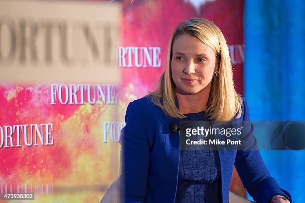President and CEO of Yahoo Marissa Mayer attends Fortune Magazines 2015 Most Powerful Women Evening With NYC at Time Warner Center on May 18, 2015 in...