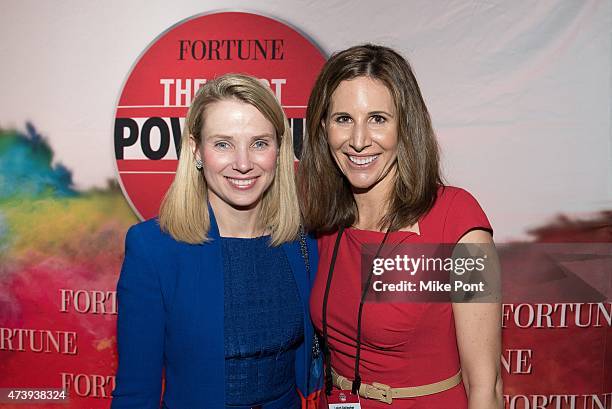 President and CEO of Yahoo Marissa Mayer and Fortune Magazine Assistant Managing Editor Leigh Gallagher attend Fortune Magazines 2015 Most Powerful...