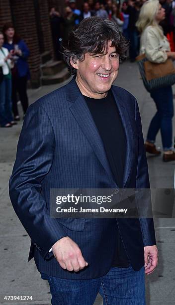 Cameron Crowe leaves the 'Late Show With David Letterman' at the Ed Sullivan Theater on May 18, 2015 in New York City.