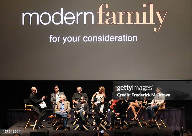 The cast and crew speak during the Q & A segment at the ATAS Screening of the "Modern Family" Season Finale "American Skyper" at the Fox Studio Lot...