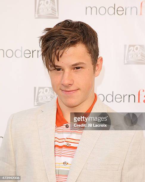 Nolan Gould attends the ATAS Screening of the 'Modern Family' Season Finale 'American Skyper' at the Fox Studio Lot on May 18, 2015 in Century City,...