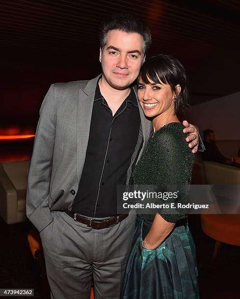 Actors Kevin Corrigan and Constance Zimmer attend the Los Angeles special screening of "Results" at Landmark Theatre on May 18, 2015 in Los Angeles,...