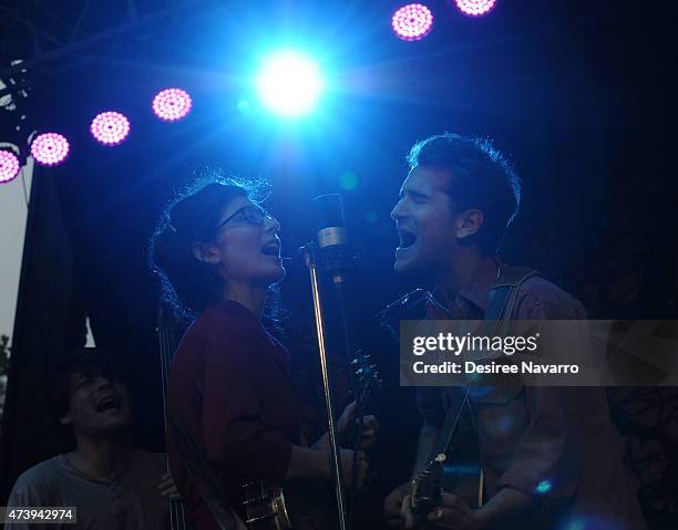 Maggie Carson and Nick Panken of Spirit Family Reunion perform during the 2015 Central Park Summerstage - Tedeschi Trucks Band With Spirit Family...