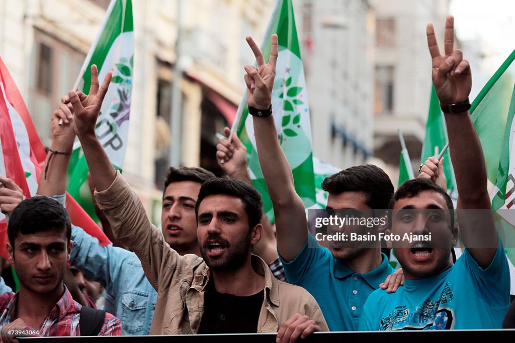 Peoples' Democratic Party (HDP) fans protested AKP...