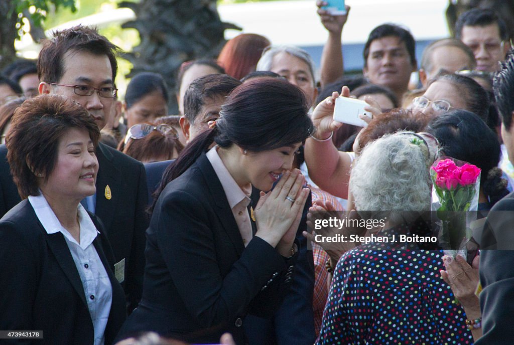 Former prime minister Yingluck Shinawatra arrived at the...