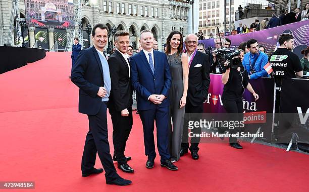 Christian Oxonitsch, Andi Knoll, Jon Ola Sand, Kati Bellowitsch and Edgar Boehm pose during the Opening Ceremony at Rathaus Wien ahead of the...