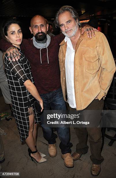 Actress Ashley C. Williams, actor Robert LaSardo and actor Clayton Rohner arrive for the Premiere Of IFC Midnight's "The Human Centepede 3 " held at...
