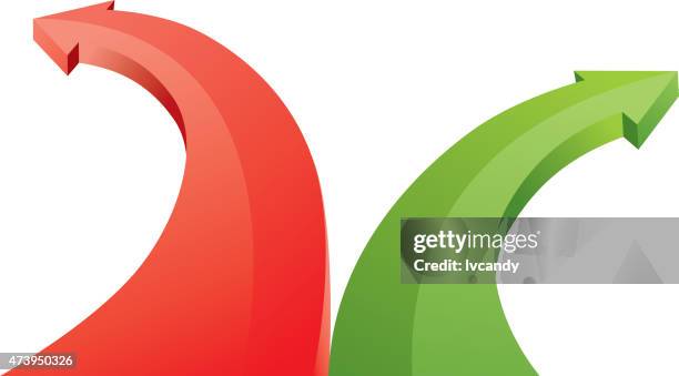opposite arrows - two arrows stock illustrations