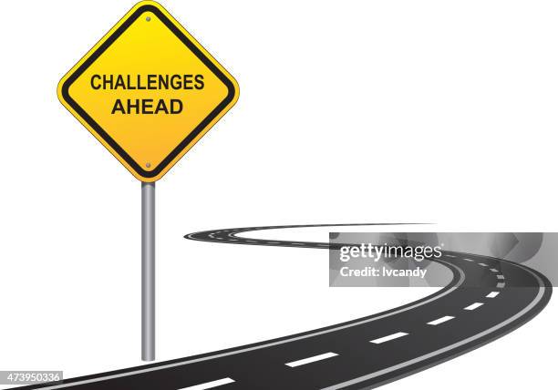challenges road sign - dangerous road stock illustrations