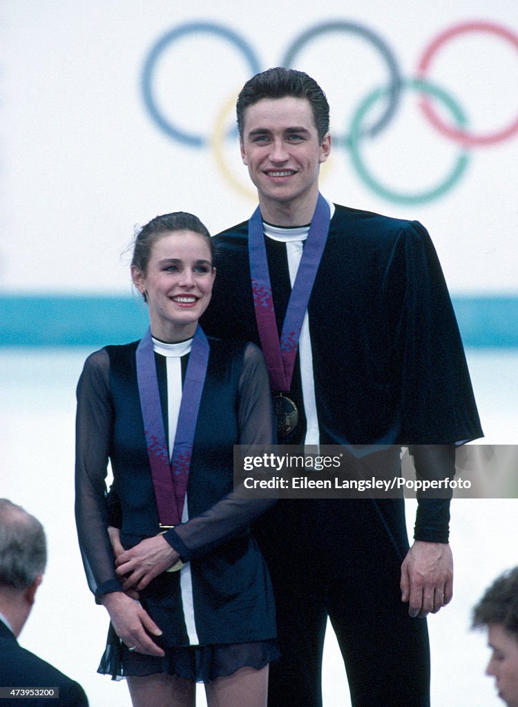 Pairs figure skaters Sergei Grinkov and Ekaterina Gordeeva of the