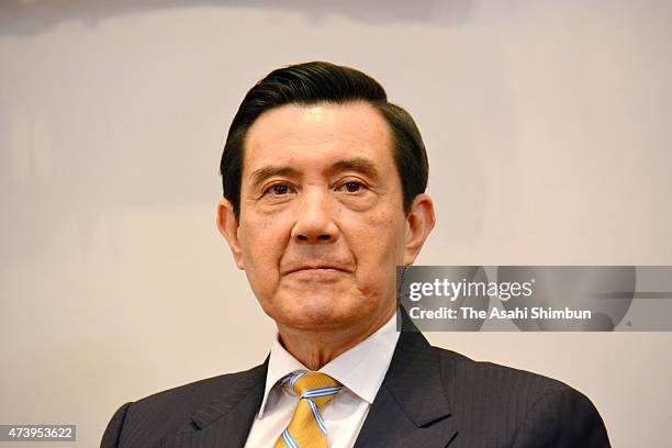 Taiwan President Ma Ying-jeou speaks during a press conference at the presidential palace on May 18, 2015 in Taipei, Taiwan.
