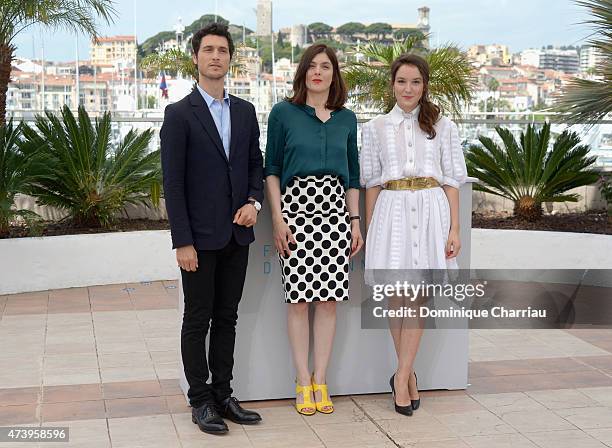 Actor Jeremie Elkaim, director Valerie Donzelli and actress Anais Demoustier attend a photocall for "Marguerite And Julien" during the 68th annual...