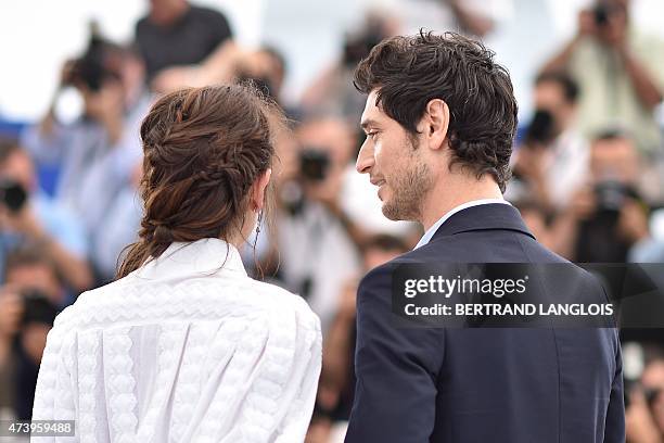French actress Anais Demoustier and French actor Jeremie Elkaim pose during a photocall for the film "Marguerite & Julien" at the 68th Cannes Film...