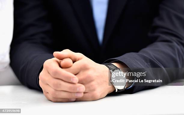 Actor Jeremie Elkaim, fashion detail, attends the "Marguerite & Julien" Photocall during the 68th annual Cannes Film Festival on May 19, 2015 in...