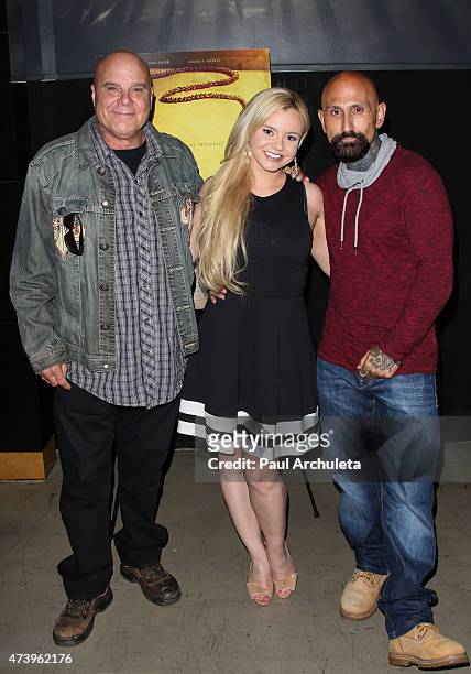 Actors Tony Moran, Bree Olson and Robert LaSardo attend the premiere of "The Human Centepede 3 " at the TCL Chinese 6 Theatres on May 18, 2015 in...