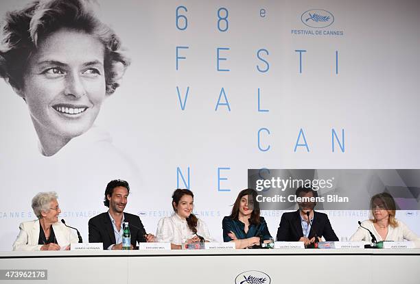 Daniele Heymann, Edouard Weil, Anais Demoustier, Valerie Donzelli, Jeremie Elkaim and Alice Girard attend the "Marguerite And Julien" press...