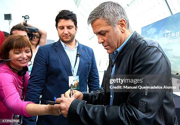 George Clooney attends the 'Tomorrowland' Press Conference at the L'Hemisferic on May 19, 2015 in Valencia, Spain.