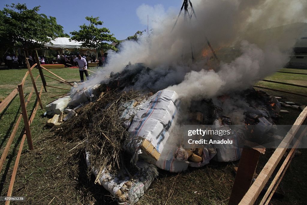Indonesian police burn 11.6 tons of marijuana in Aceh