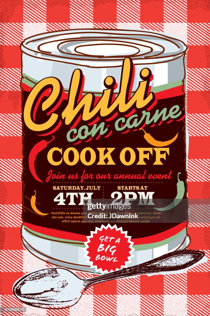 Tin can chili con carne cook off invitation design template