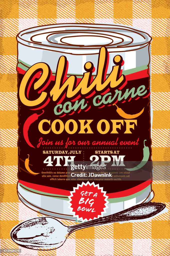 Tin can chili con carne cook off invitation design template