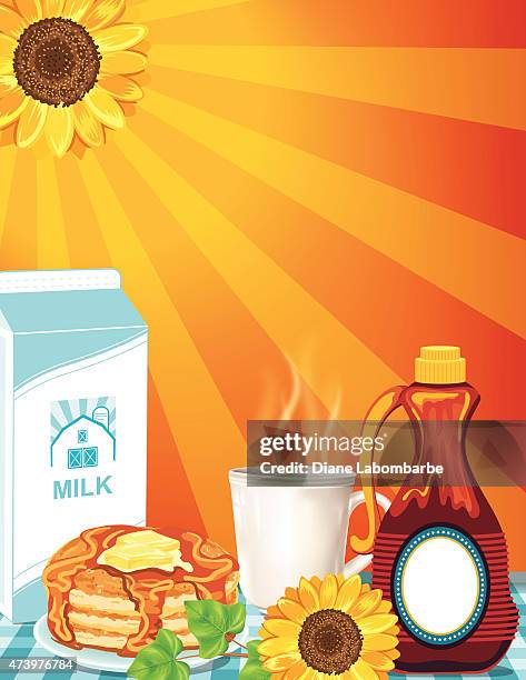 pancake breakfast poster template - breakfast table setting stock illustrations