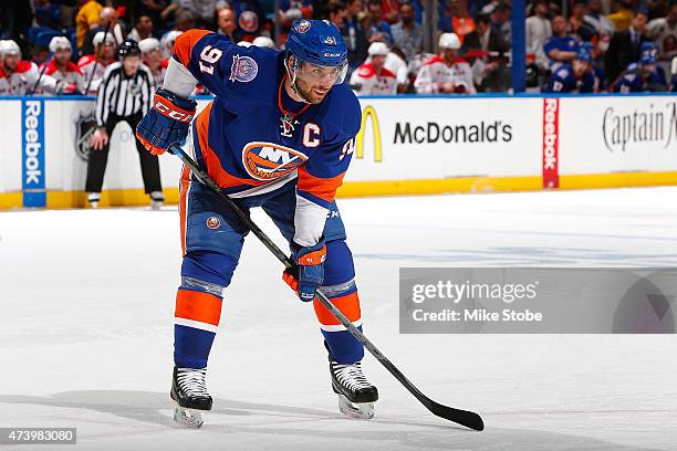 John Tavares of the New York Islanders skates against the Washington Capitals during Game Six of the Eastern Conference Quarterfinals during the 2015...