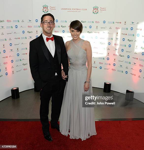 Claire Rourke of Liverpool TV and Colin Murray arrive during the Liverpool Player of the Year Awards on May 19, 2015 in Liverpool, England.