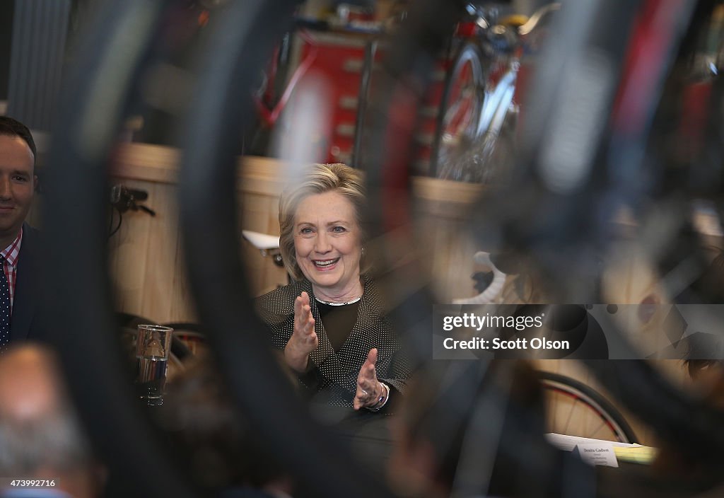 Hillary Clinton Campigns In Iowa, Meeting With Small Business Owners