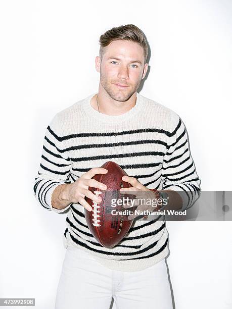 American football wide receiver and punt returner for the New England Patriots Julian Edelman is photographed for ESPN - The Magazine on March 25,...